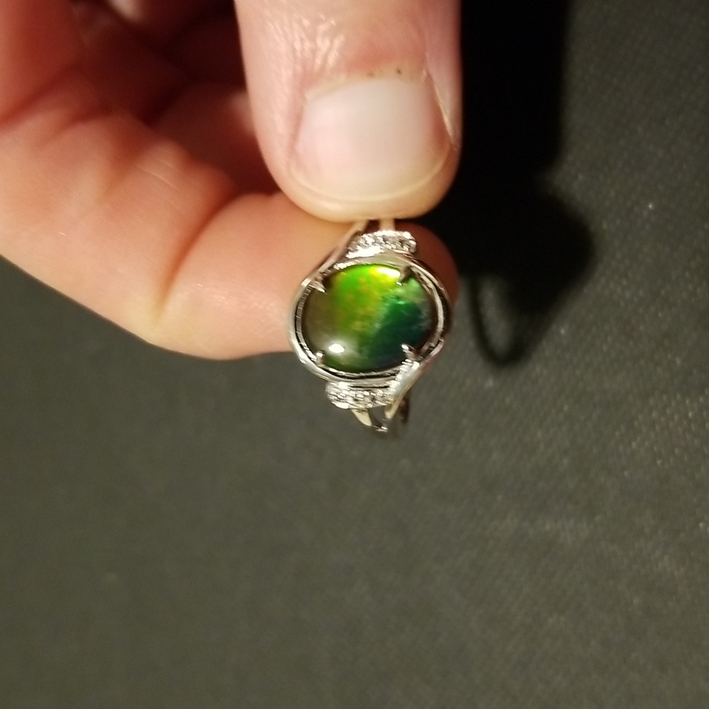 Sterling silver ring with green stone
